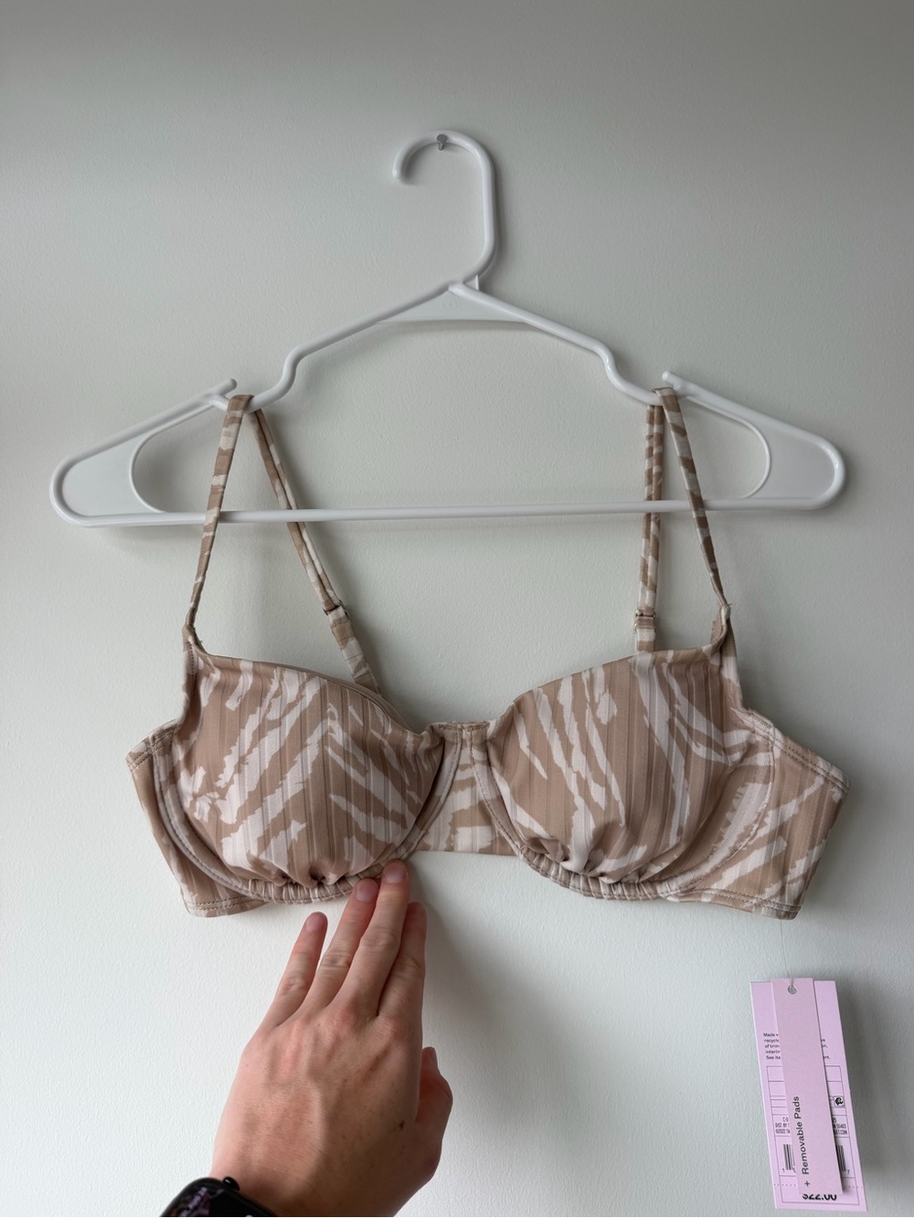 wild fable Beige and White Zebra-Print Bikini Top